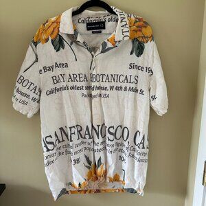 Abercrombie & Fitch Men's San Francisco Graphic Linen Blend Shirt S